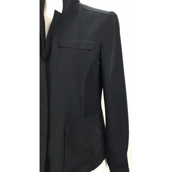 Tahari Black Utility Blazer Jacket Mixed Garbadine Knit Size 6 - Picture 6 of 10